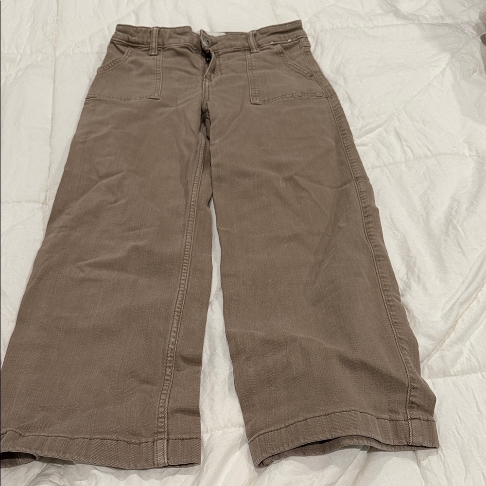 Abercrombie Kids Tan High-Rise Wide-Leg Pants